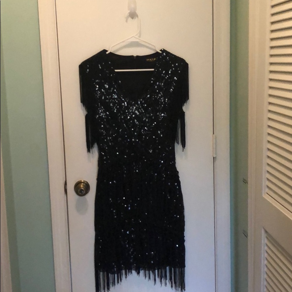 Black sequin flapper dress